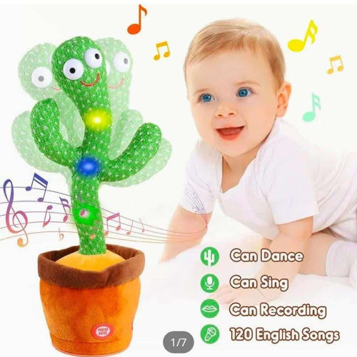 Cute Dancing Cactus Toy for Kids | Talking Dancing Shaking & Talk Back with Lights | Happy Birthday Gift